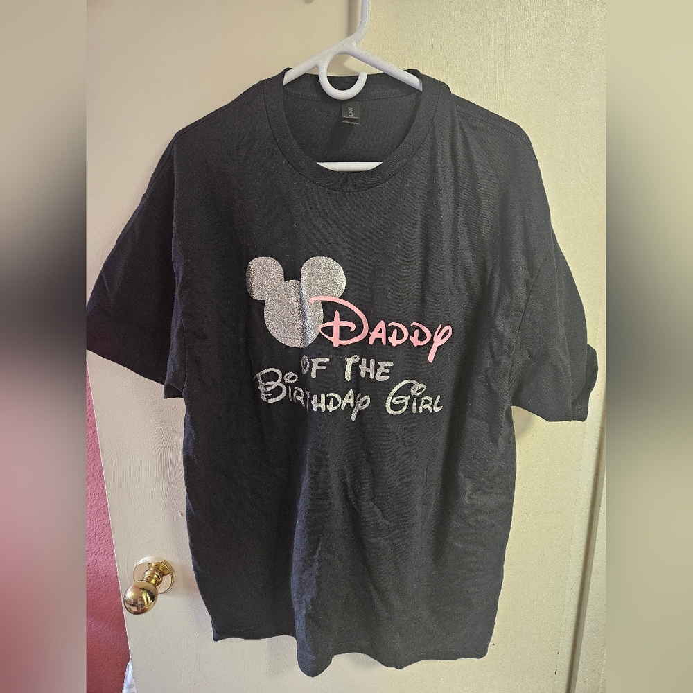 Daddy of the Birthday Girl Disney T Shirt in Black XL. Good condition